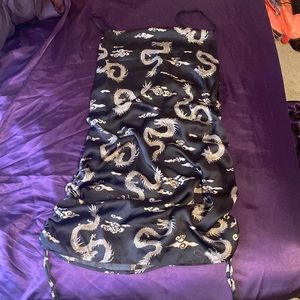 Black mini dress with dragons